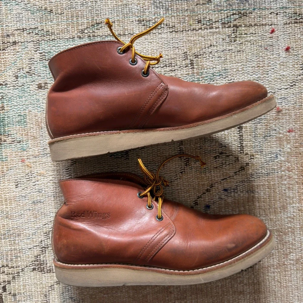 Red Wing 595 Chukka Boots Mens 10 D Brown Leather Vibram Wedge Sole Made in USA